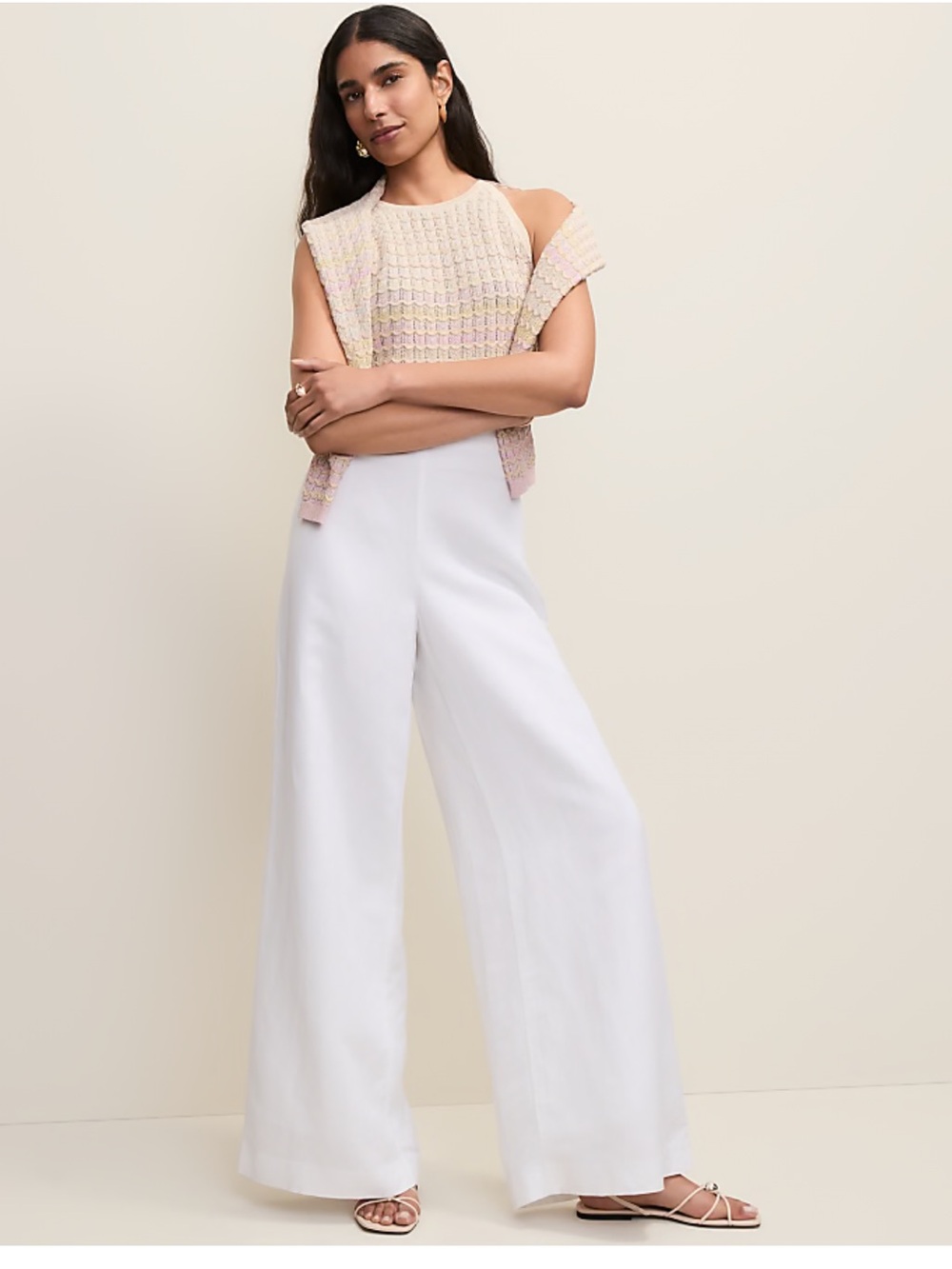 Ann Taylor White Wide-Leg Palazzo Pants